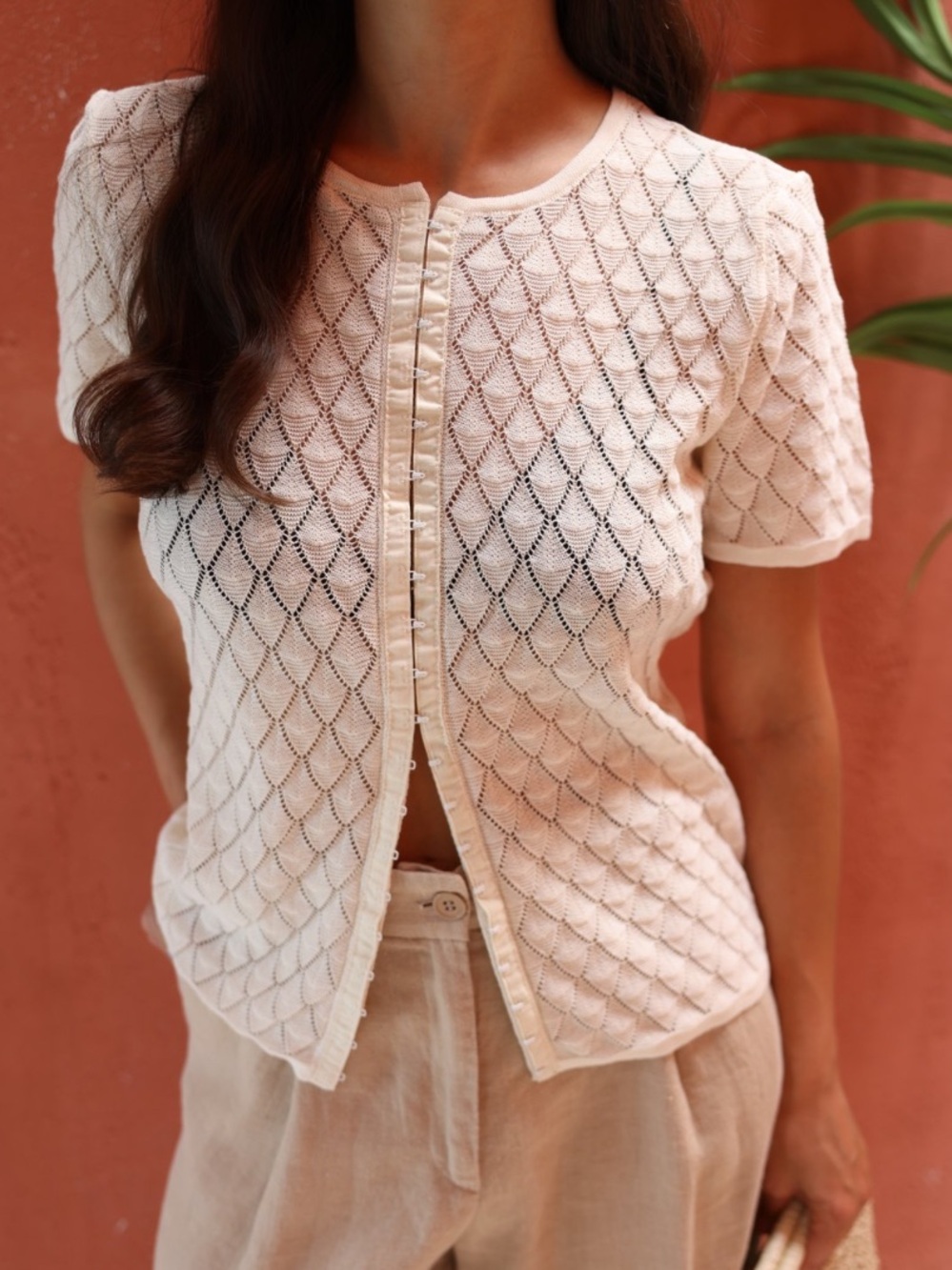 Zara ZW Crochet Lace Short-Sleeve Top Corset Small Blouse Blogger Rare